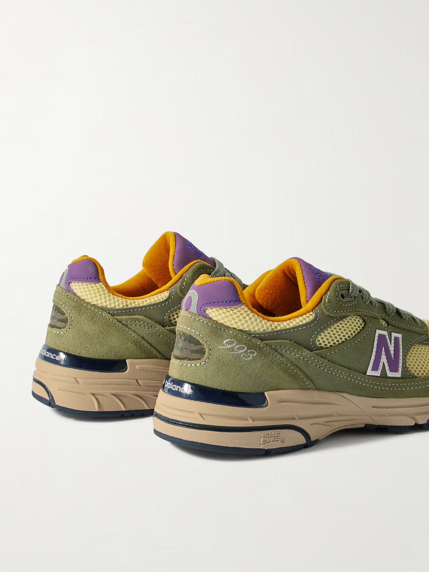 993 Кроссовки из сетки и замши с кожаной отделкой NEW BALANCE, зеленый — фото 2