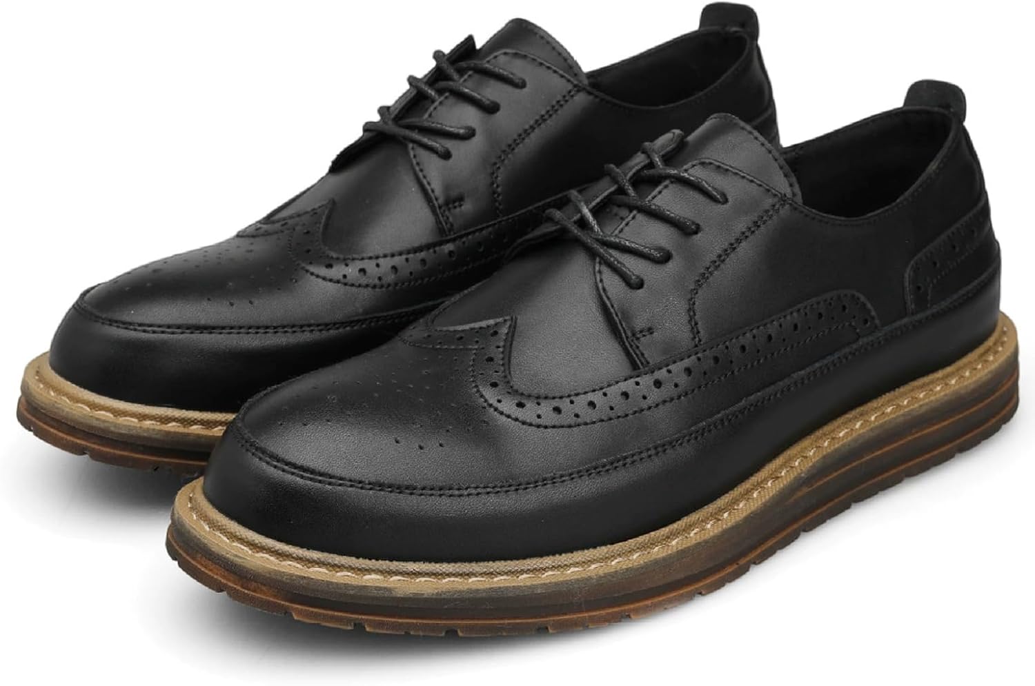 

Мужские оксфорды из натуральной телячьей кожи с крыльями, шнуровкой, для делового и формального стиля, броги, классическая обувь Generic, черный