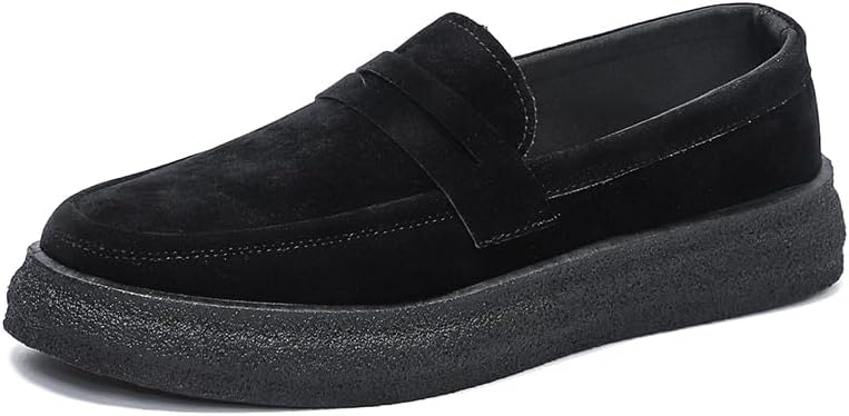 

Мужские замшевые слипоны с перемычкой, классические платформенные туфли без шнуровки, повседневные модные мокасины с толстой подошвой, доступны в черном, коричневом и бежевом цветах Generic