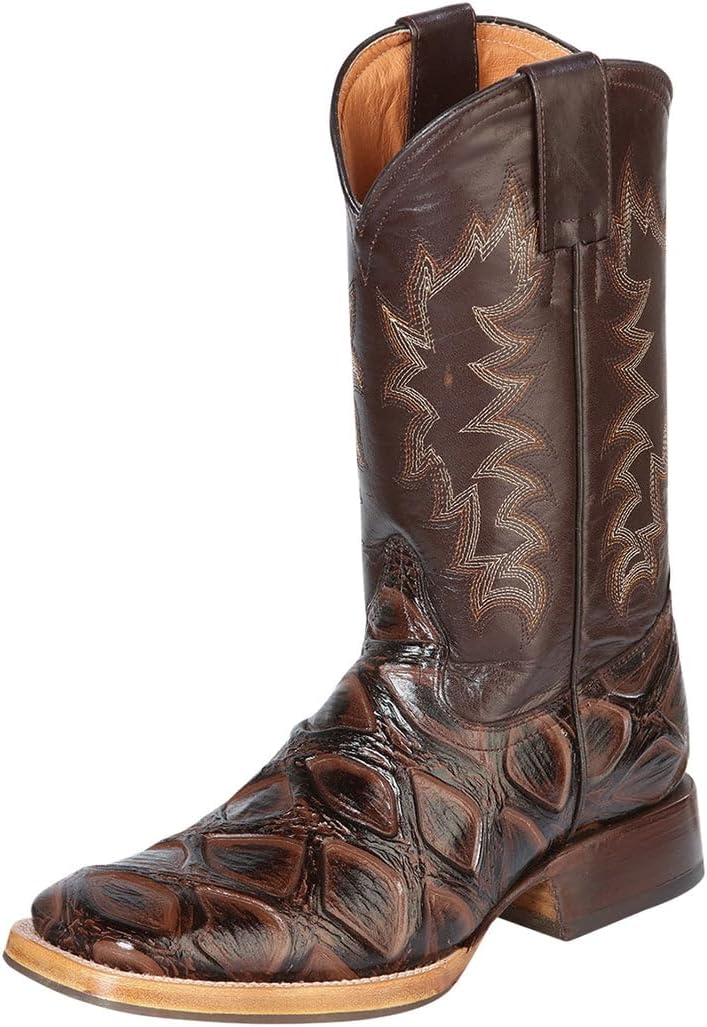 

Кожаные ботинки Nuestratradicionmex для мужчин с принтом чудовищной рыбы, квадратный носок / Рождественские ботинки из искусственной кожи с принтом гигантской рыбы, коричневый