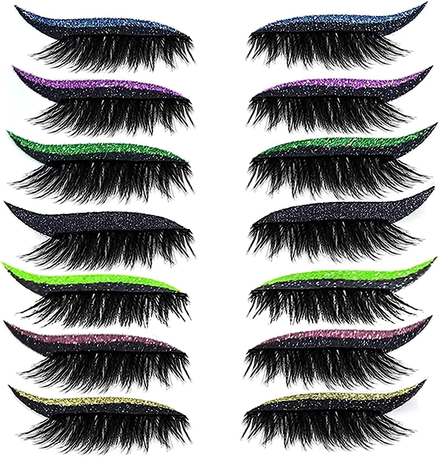 Наклейки для глаз eyeliner и ресницы, 7 пар, Zhonghua, 7 цветов
