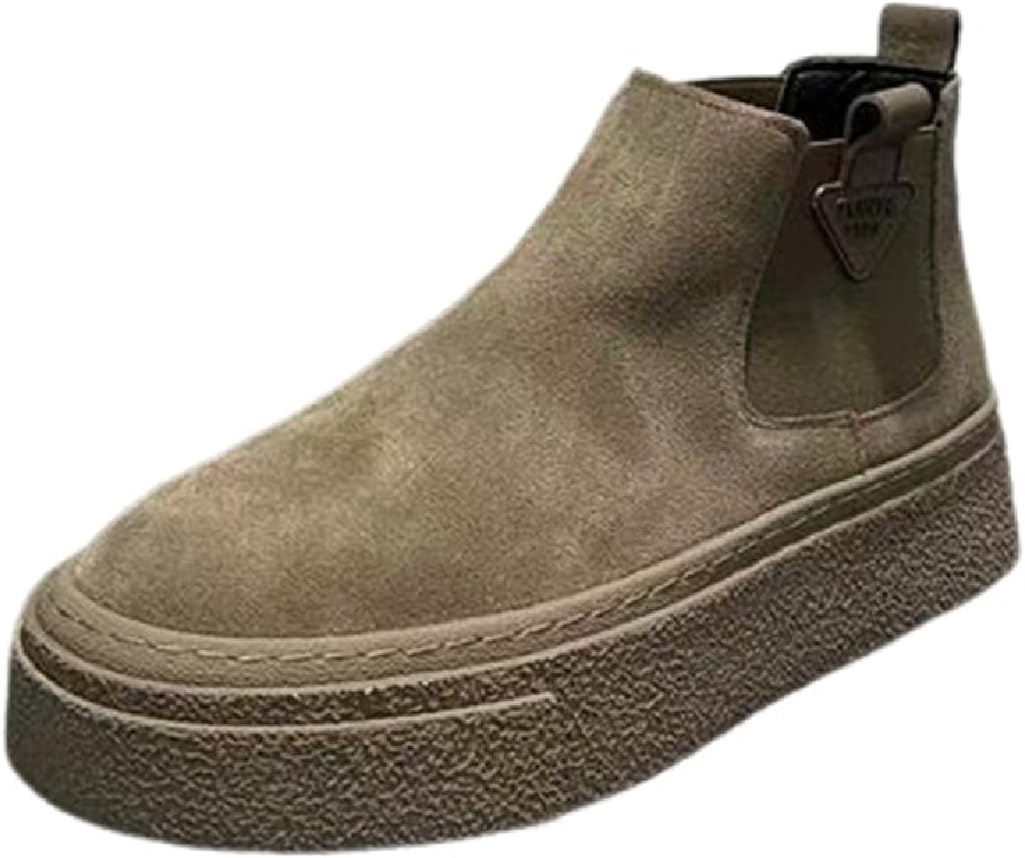 

Мужские ботинки противоскользящие прочные однотонные мягкие дышащие ботинки с толстой подошвой ретро слипоны с мягким носком Lexamen, коричневый