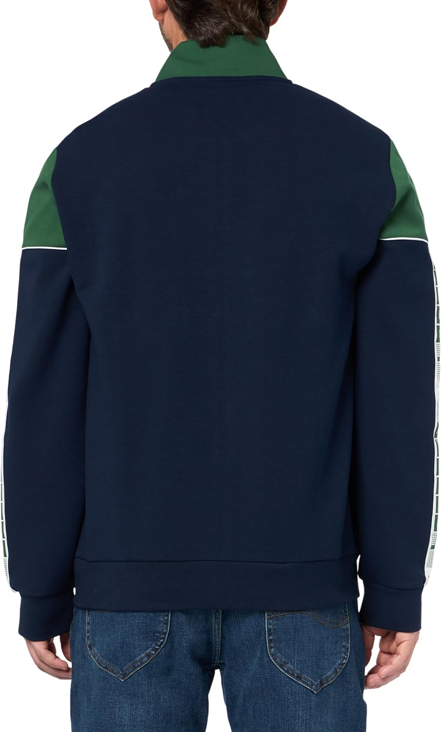 Мужская спортивная теннисная толстовка Lacoste с застежкой-молнией и цветными блоками, Navy Blue/Green — фото 3