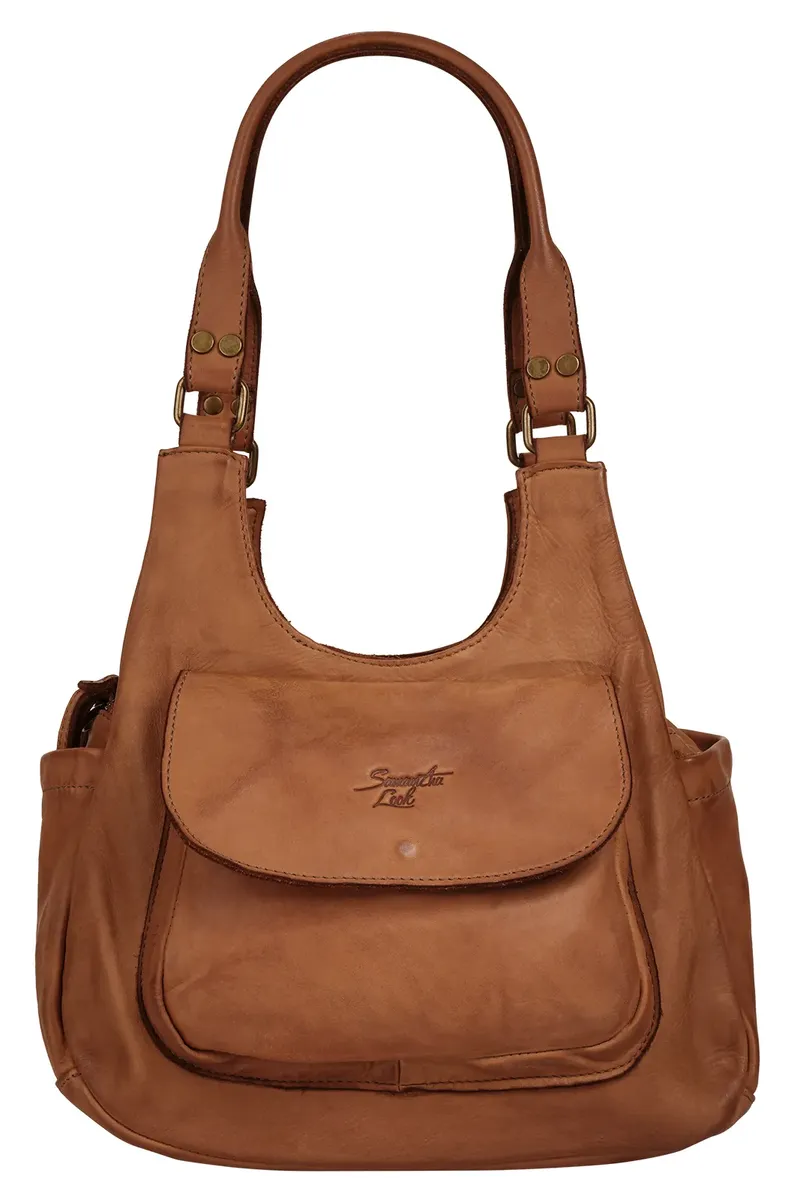 

Сумка через плечо Samantha Look, натуральная кожа, производство Италия, цвет Cognac