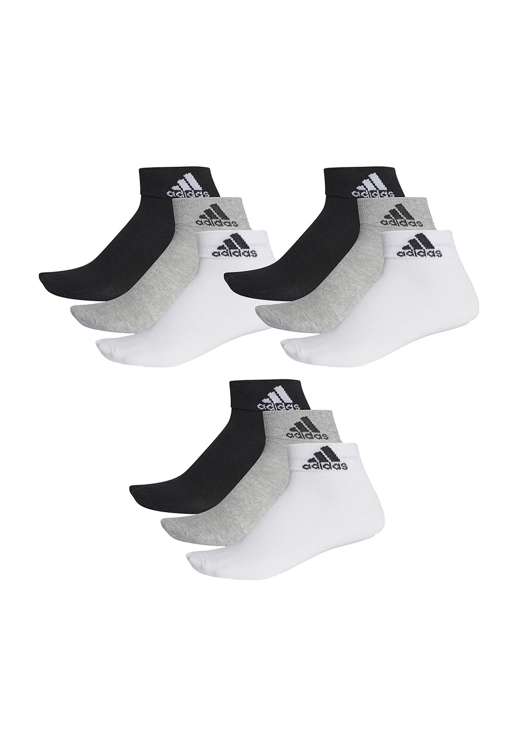 

Спортивные носки 9 PACK ANKLE QUARTER UNISEX KURZ Adidas Performance, цвет Grey White Black