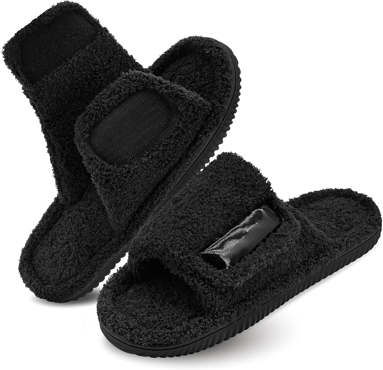 

Мужские регулируемые домашние тапочки Panda Bros с открытым носком, мягкие, дышащие, для дома и улицы, с вставкой из память-пены, черный