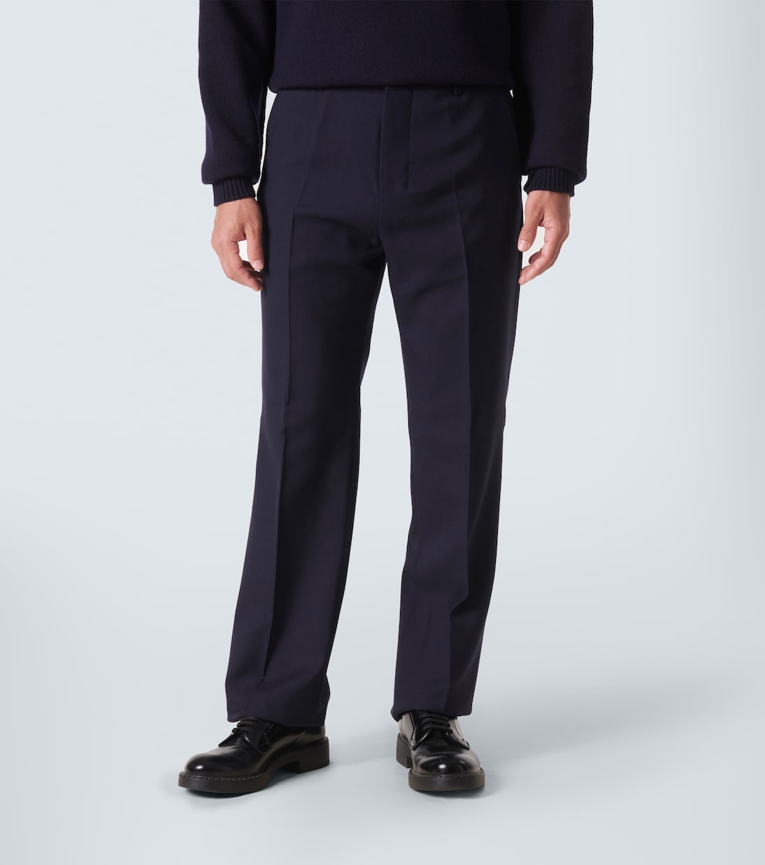 Плиссированные брюки из натуральной шерсти Ami Paris, Navy Blue — фото 3