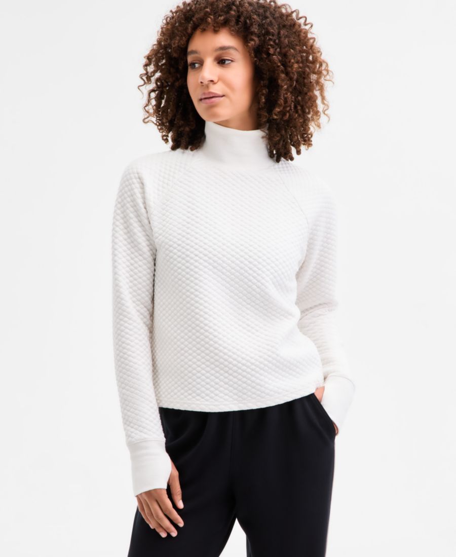 

Женский свободный стеганый свитер с высоким воротником ID Ideology, Beige