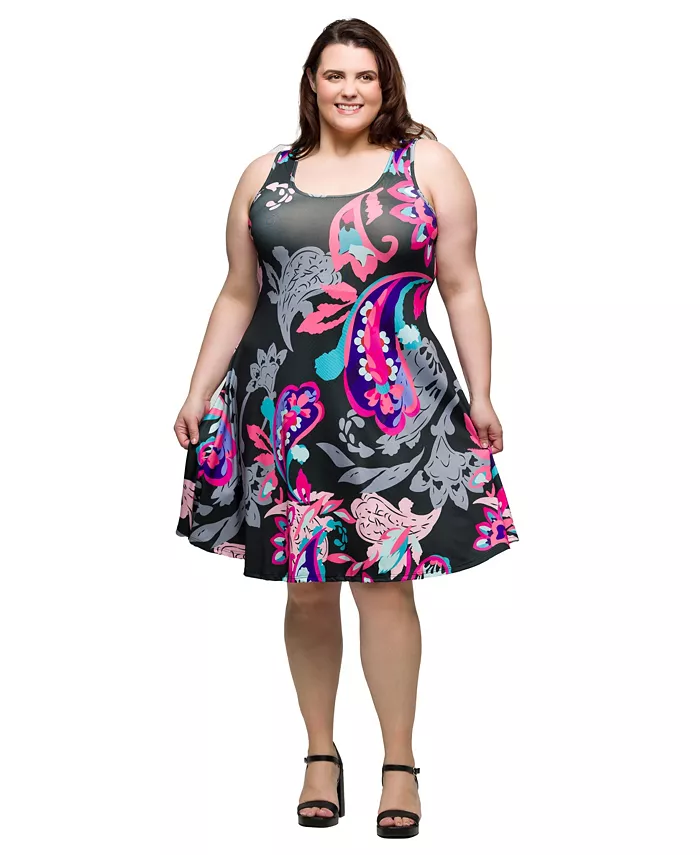 

Платье-трапеция без рукавов с принтом больших размеров, длиной до колена 24seven Comfort Apparel, розовый