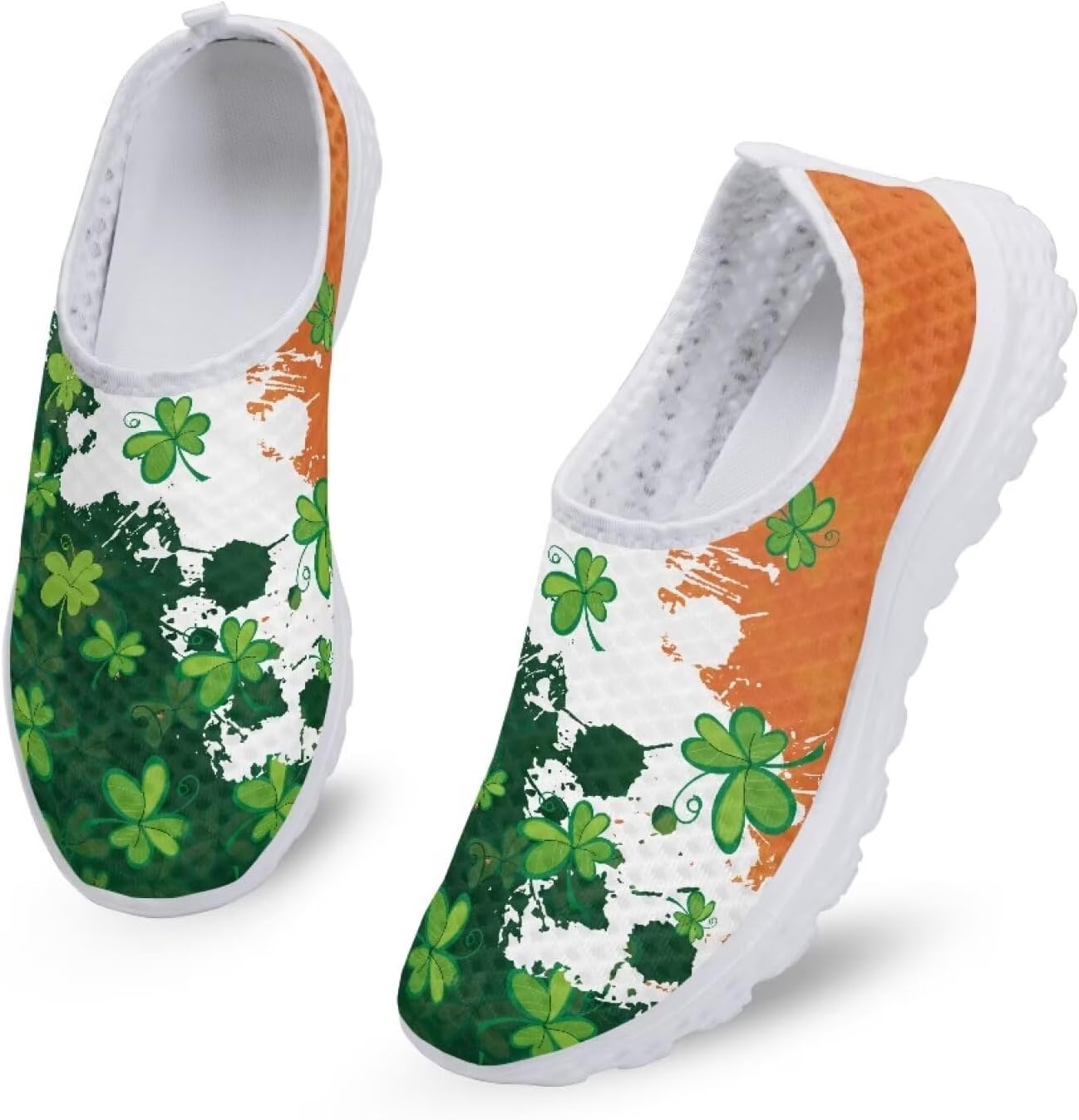 

Кроссовки Binienty для взрослых, слипоны Clipper для женщин и мужчин, удобная повседневная обувь для ходьбы и бега, Tie Dye St. Patrick's Day