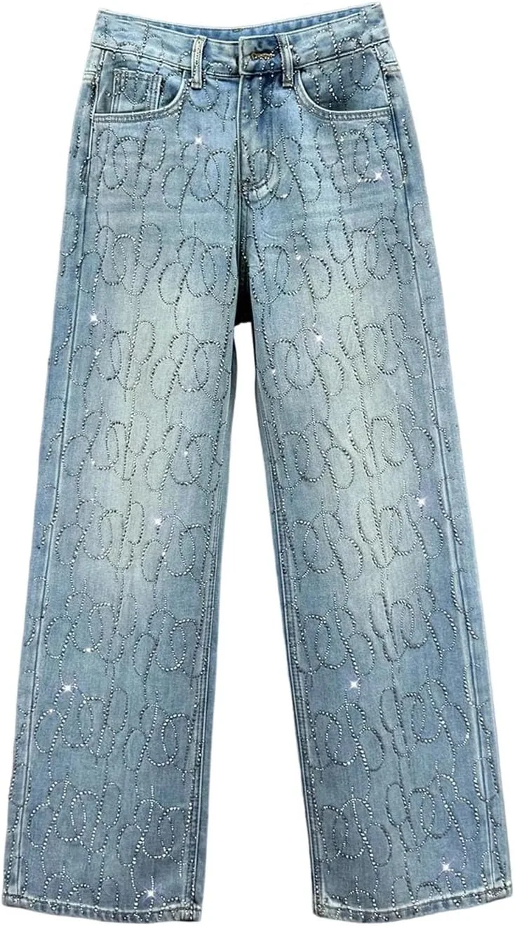 

Женские утепленные джинсы с флисовой подкладкой, широкие, с пайетками