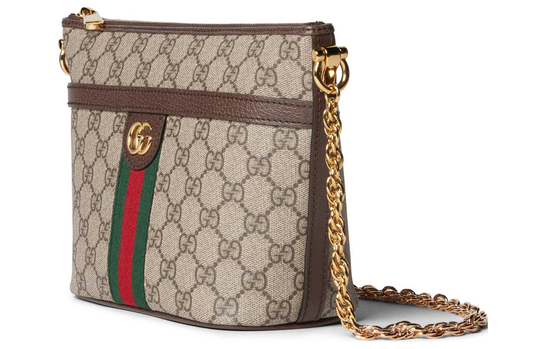 Женская мини-сумка кросс-боди GUCCI Ophidia из канваса с кожаной отделкой — фото 2