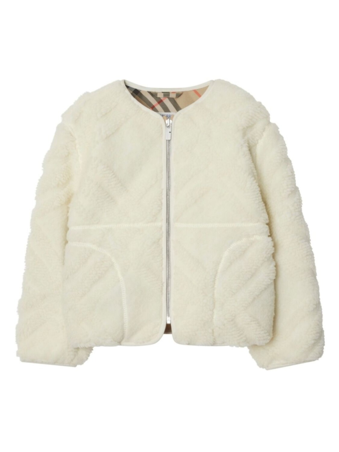 

Флисовая куртка в клетку Burberry Kids, белый