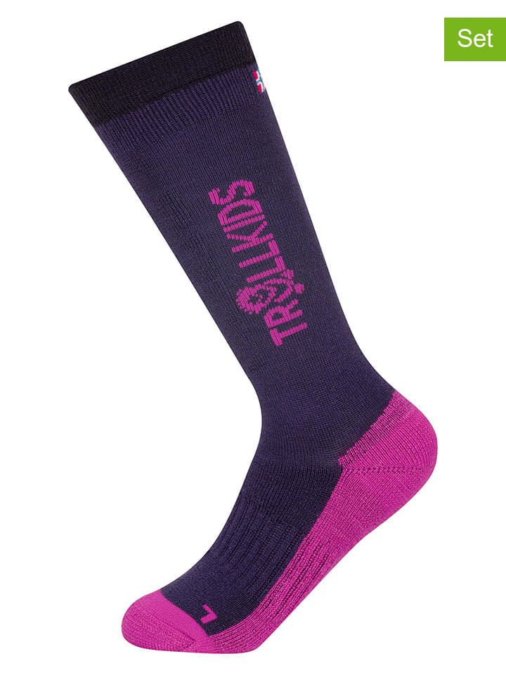 

Trollkids Комплект из 2 пар: детские лыжные/сноубордные носки фиолетового цвета