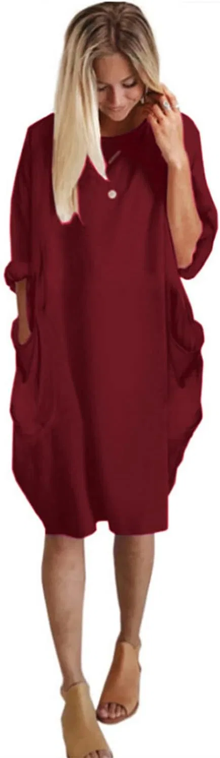 Платье женское облегающее с карманами, Red 1