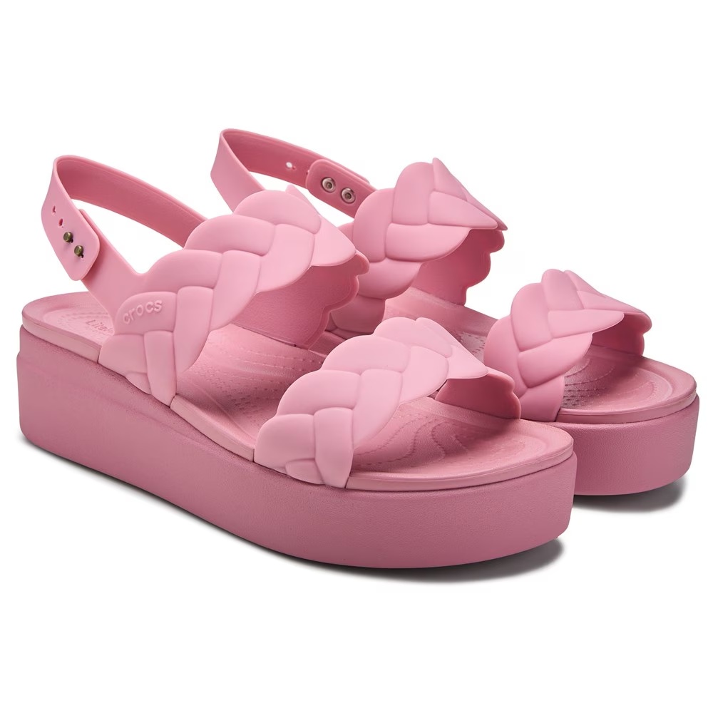 Плетеные сандалии на платформе Brooklyn Crocs, rosette pink