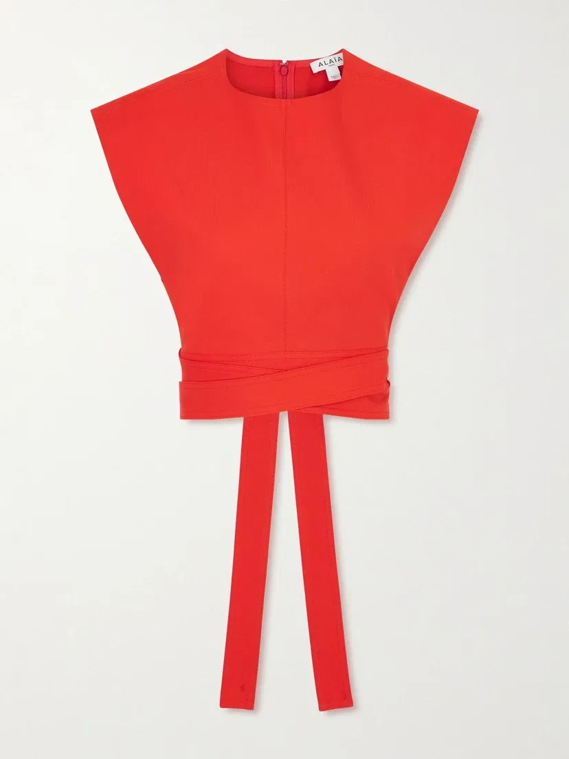 Укороченный топ из хлопка-поплина Alaïa, красный