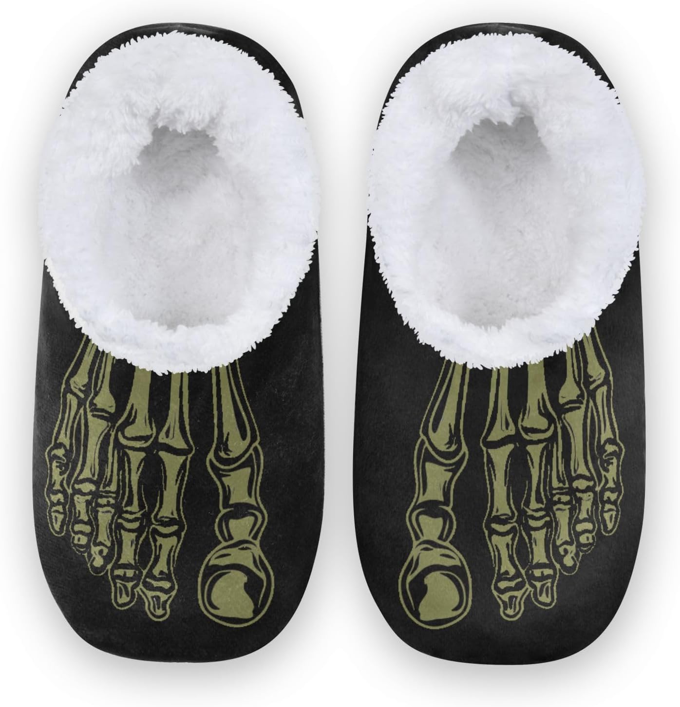 

Домашние зимние тапочки DOMIKING с рисунком скелета, пушистой нескользящей мягкой подошвой, уютные домашние тапочки для мужчин и женщин. Подходят как мужчинам, так и женщинам, зеленый