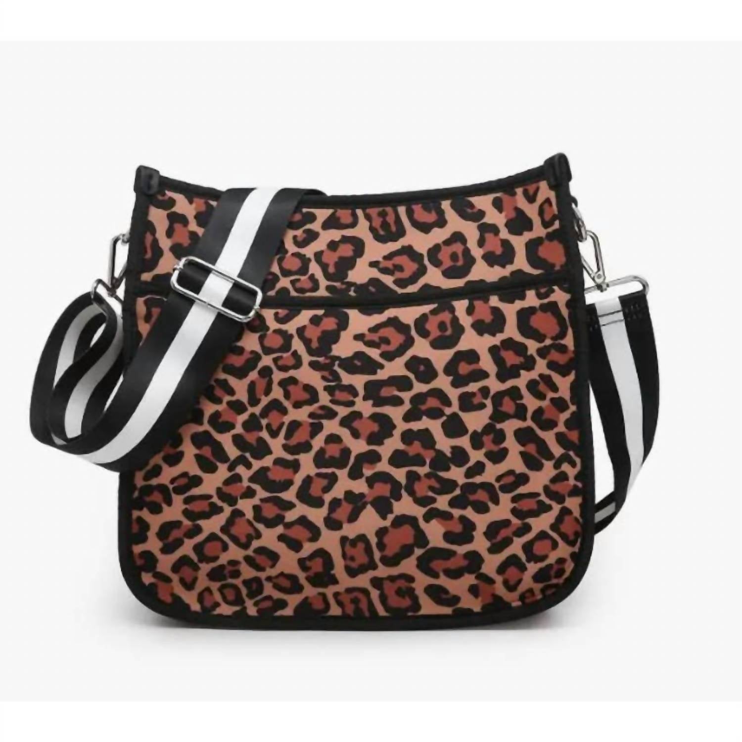 

Женская сумка через плечо из неопрена с ремнем для гитары в леопардовом цвете Jen & Co., Коричневый, Женская сумка через плечо из неопрена с ремнем для гитары в леопардовом цвете Jen & Co.