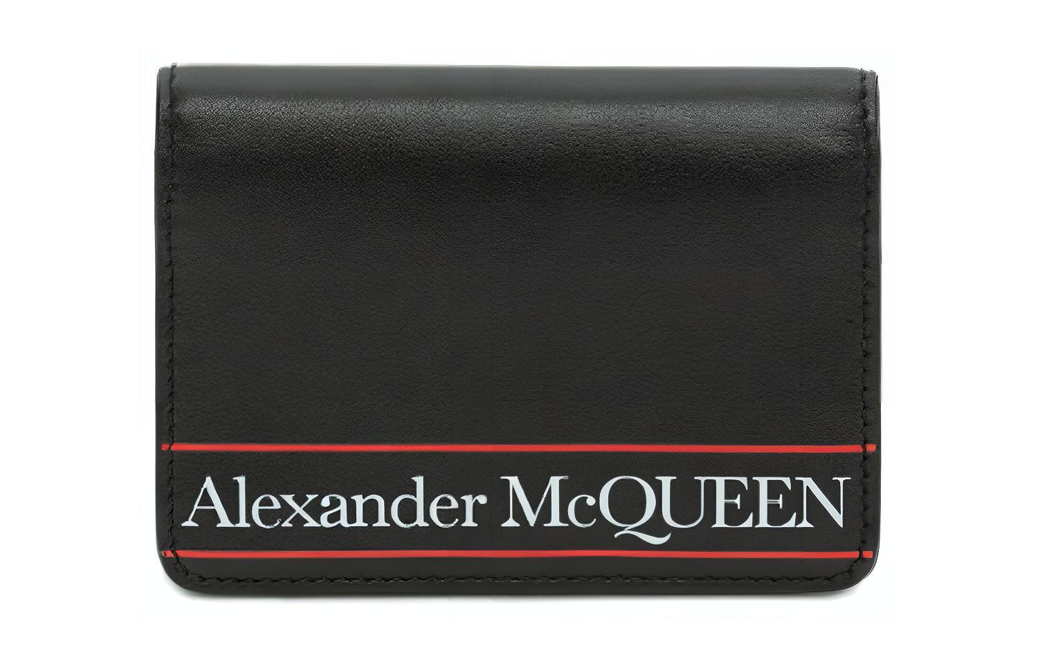 

Alexander McQueen Кожаный визитник для мужчин черный с красным