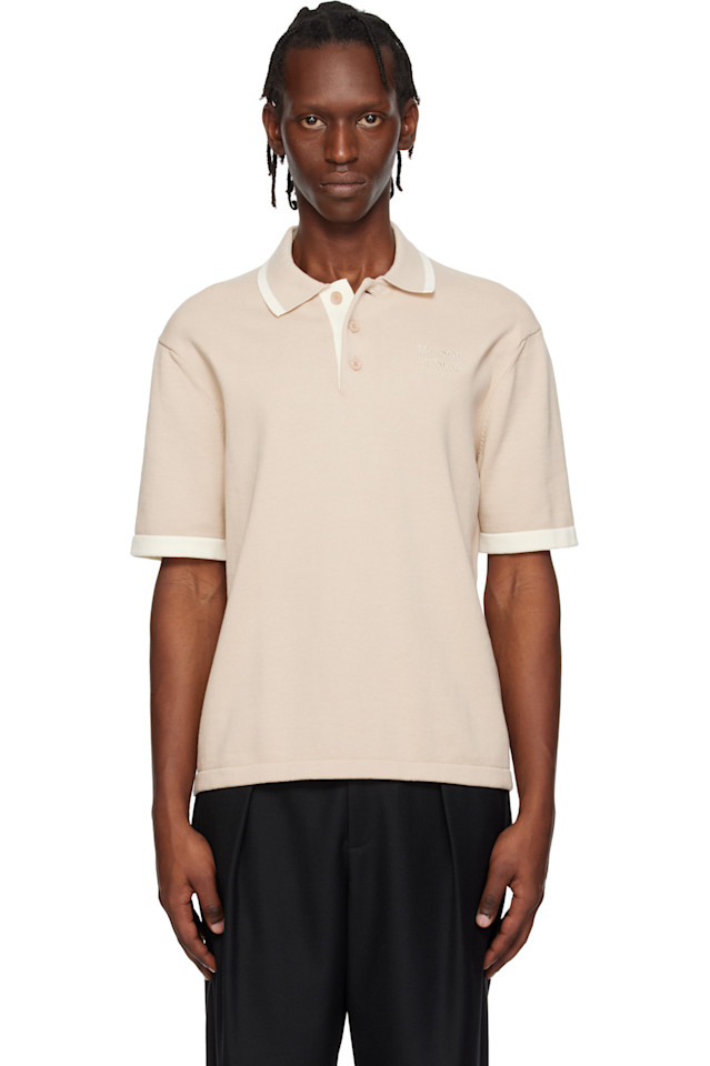 

Maison Kitsuné Бежевая хлопковая вязаная комфортная рубашка поло