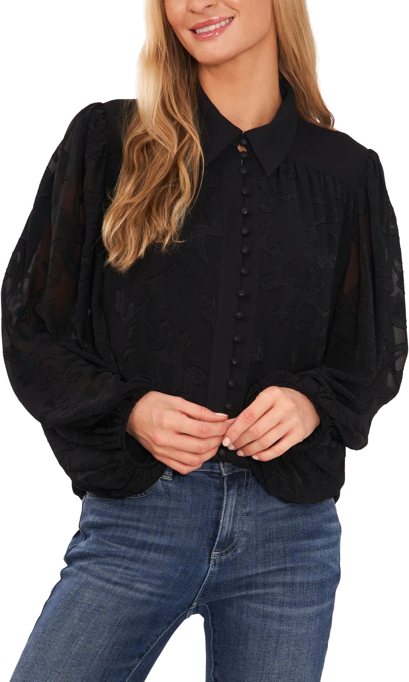 

Блуза CeCe 3/4 Sleeve Blouse with Wide Collar, цвет Rich Black