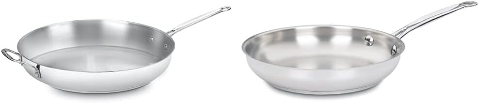 

Cuisinart 722-36H Классическая открытая сковорода Chef's из нержавеющей стали диаметром 14 дюймов с вспомогательной ручкой и классическая открытая сковорода Chef's Classic диаметром 10 дюймов из нержавеющей стали 722-24, Stainless Steel