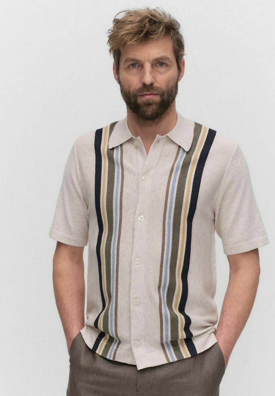 

Рубашка LAURENT STRIPE Bläck, бежевый