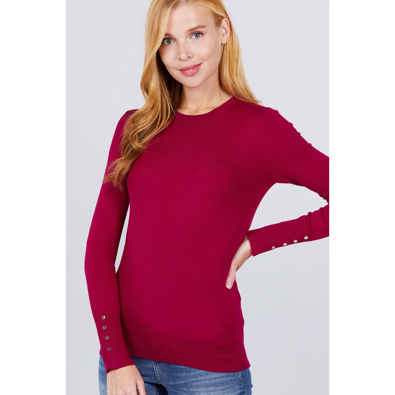 

Свитер с круглым вырезом и заклепками FASHNZFAB, цвет wine