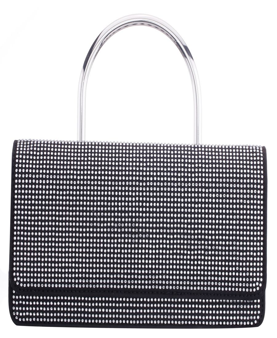 

Удлиненная сумка-мессенджер с магнитной застежкой и кристаллами Nina, Black