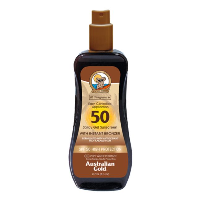 

Защитное молочко-спрей от солнца Spf50 с бронзатором Australian Gold, 237 мл