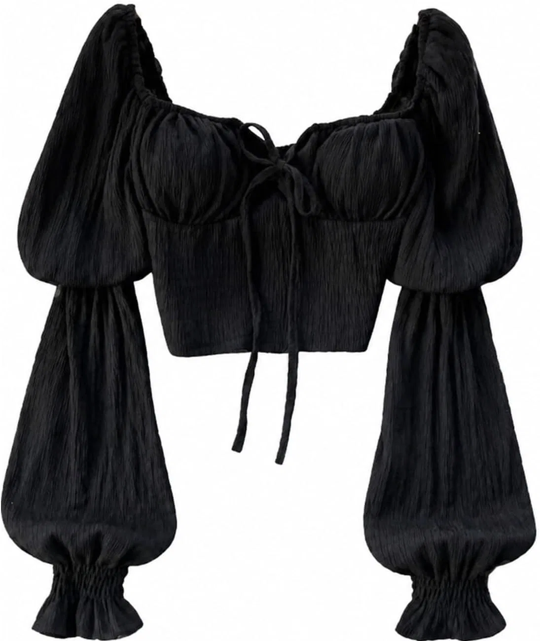 Блуза с квадратным вырезом Off-shoulder, черный