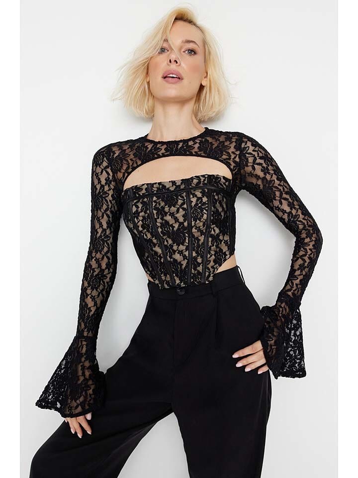 

Блуза trendyol Bluse, цвет Beige/Schwarz