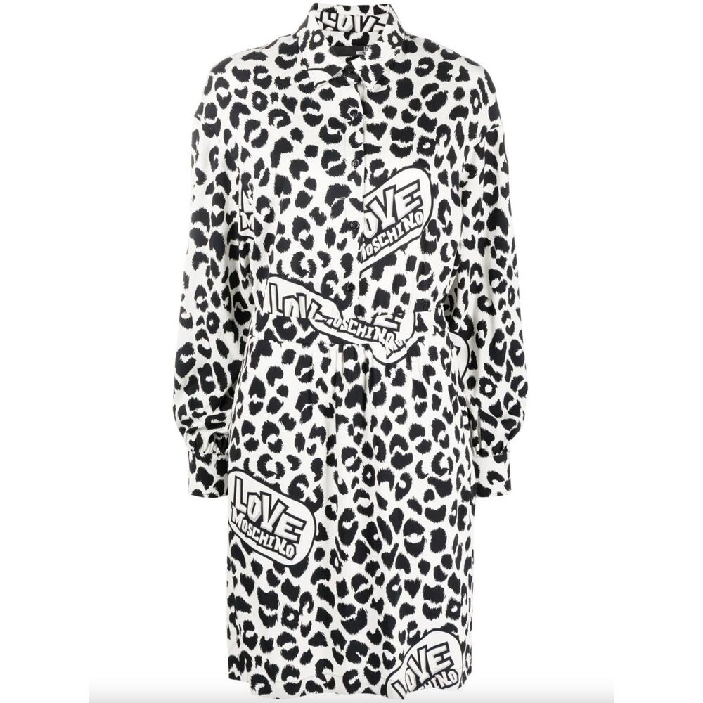 

Шикарное монохромное леопардовое платье LOVE MOSCHINO, белый