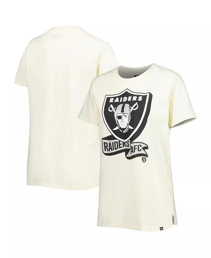 

Женская кремовая футболка с хромированной боковой линией Las Vegas Raiders New Era