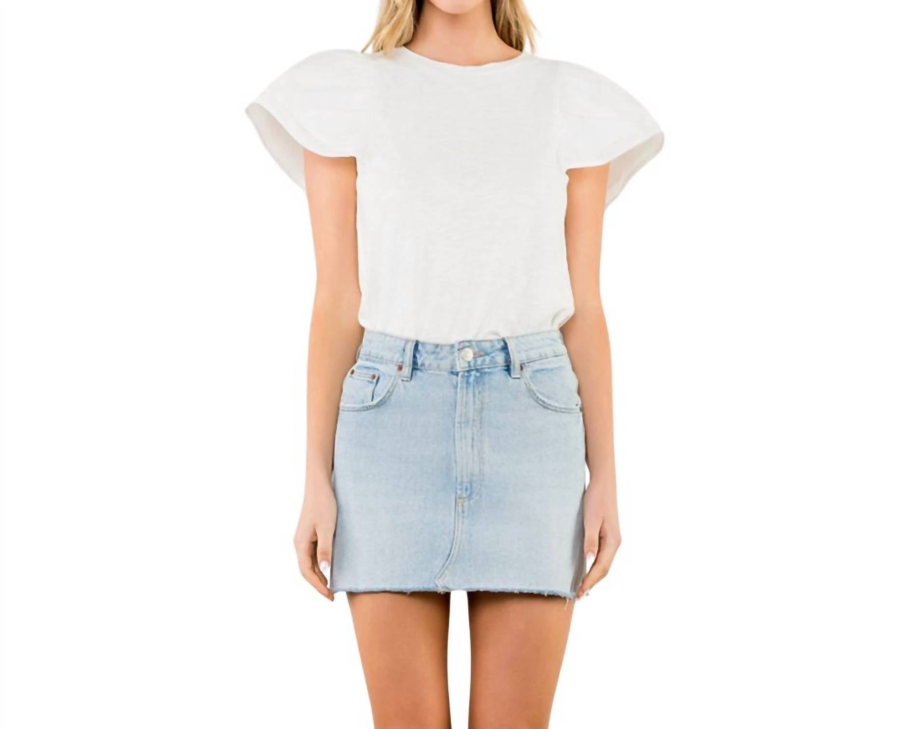 

Топ с расклешенными рукавами в классическом белом цвете THML