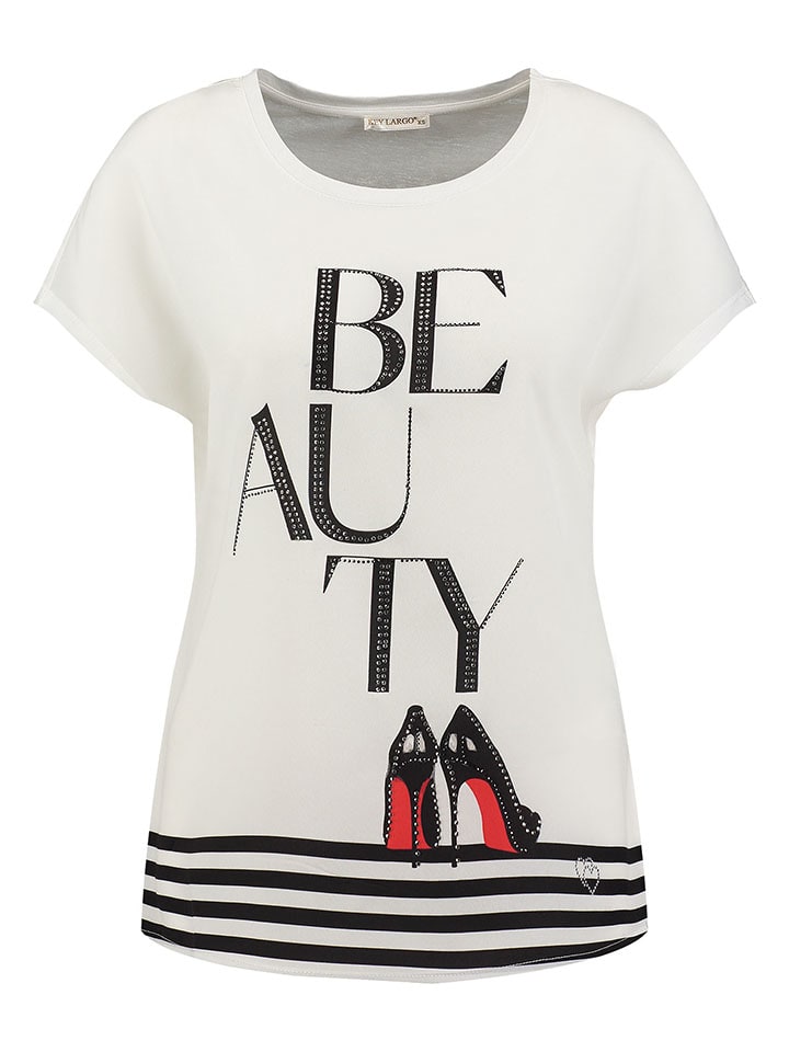 

KEY LARGO Футболка "На высоком каблуке" бело-черного цвета, Черный, KEY LARGO Футболка "На высоком каблуке" бело-черного цвета