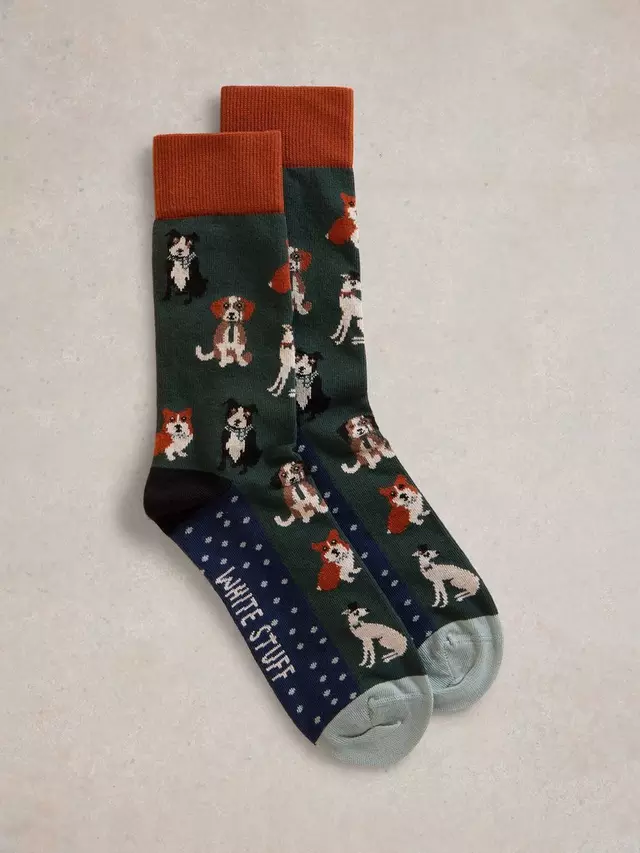 

Носки White Stuff Cotton Blend Dapper Dogs Novelty, цвет green/multi