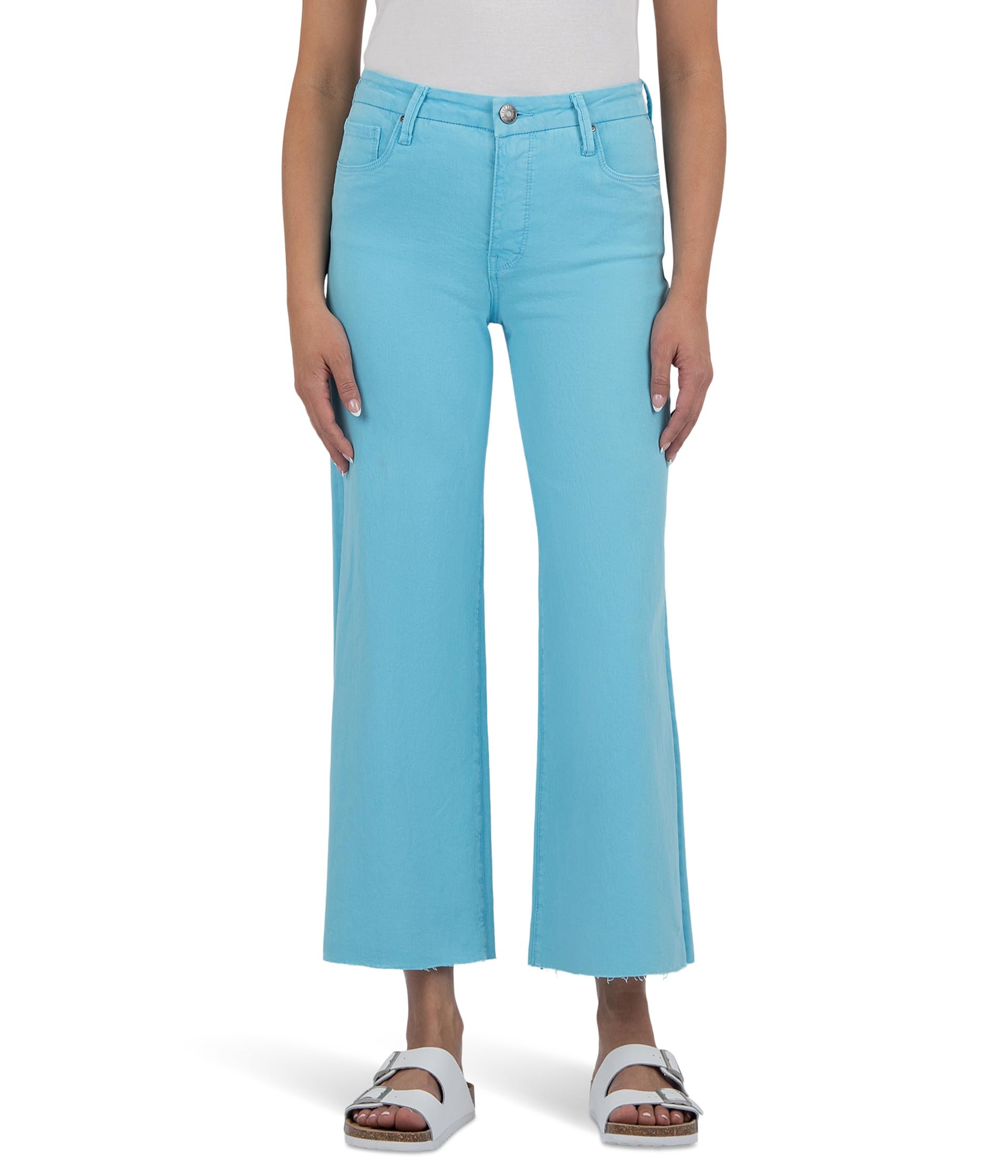 

Джинсы KUT from the Kloth Meg High-Rise Fab Ab Wide Leg Raw Hem, Capri Blue