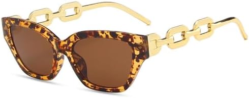 

Популярные модные солнцезащитные очки «кошачий глаз» для женщин, ретро-очки с цепочками для мужчин, панк-очки, солнцезащитные очки UV400, трендовые солнцезащитные очки MTZJH, Leopard Tea