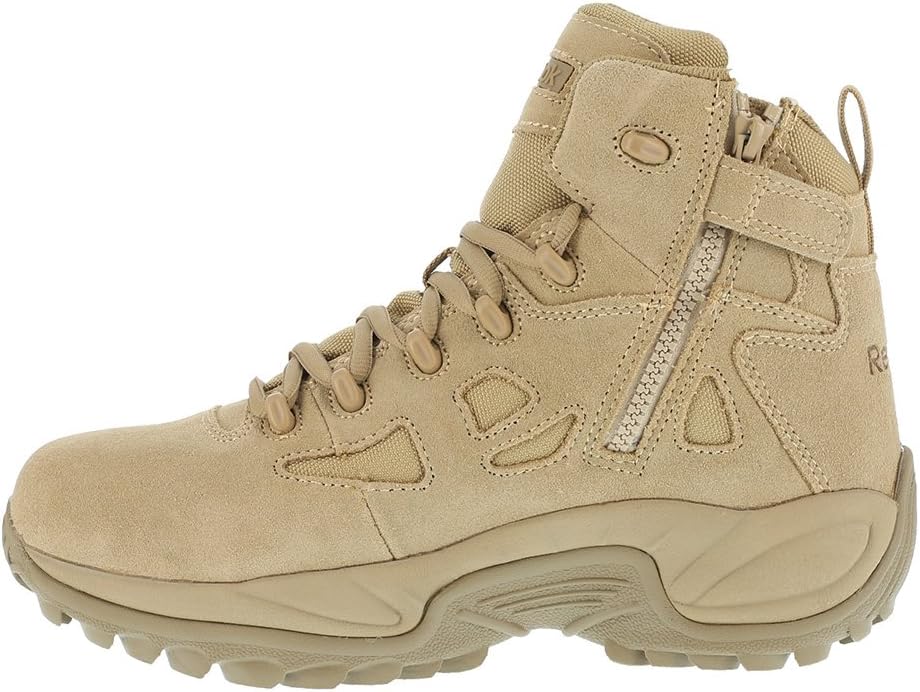 Мужские тактические ботинки Reebok Rb8694 Rapid Response с композитным носком, 15 см, боковая молния, пустынный тан, военные и тактические ботинки, Desert-suede — фото 4
