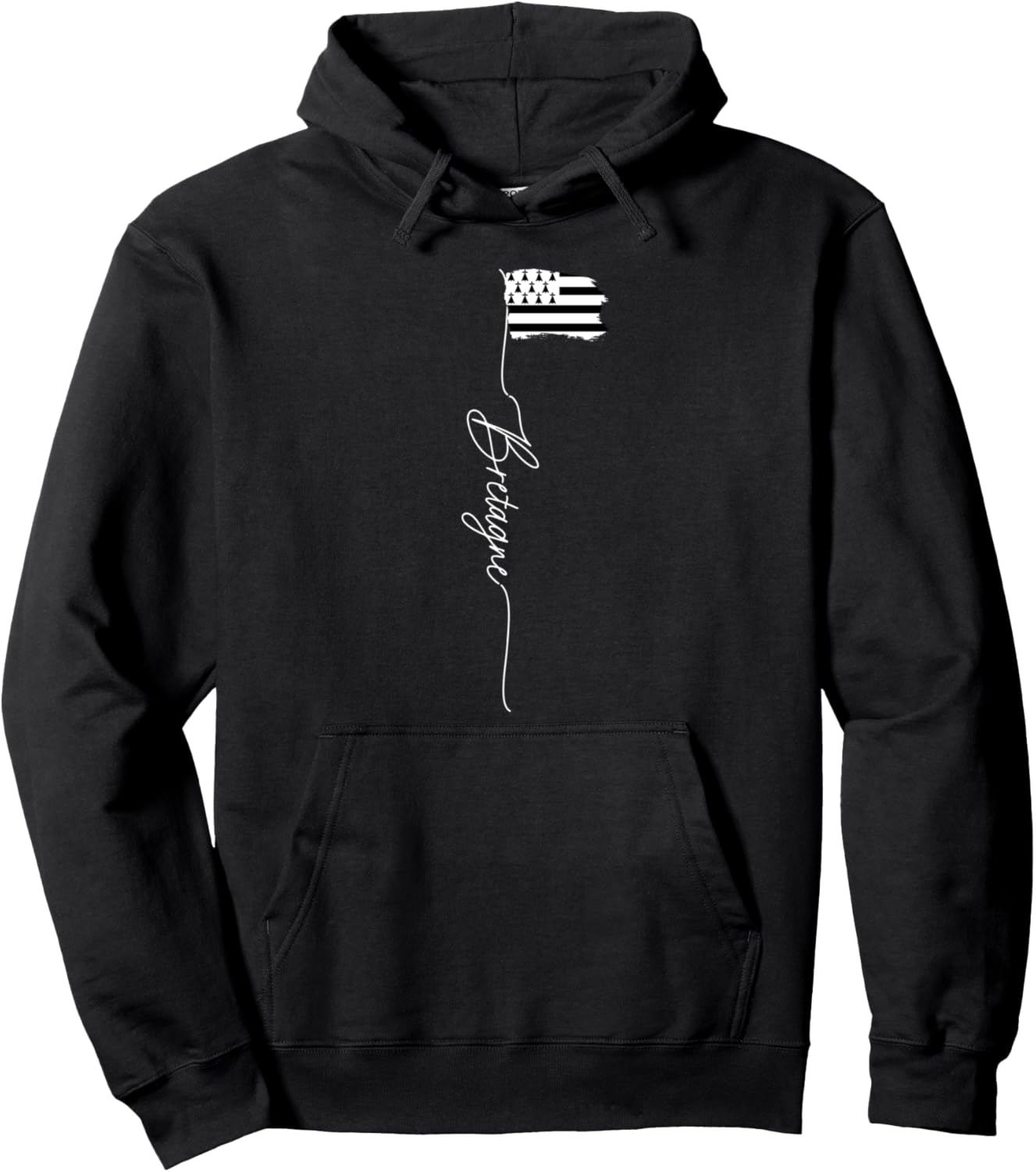 

Худи с изображением флага Бретани в черно-белом исполнении (мужское и женское), черная Brittany Gifts For France Lovers And Tourists