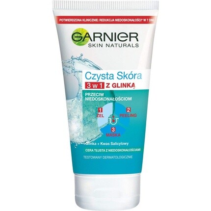 

Skin Naturals Pure Active глиняная маска-скраб 3-в-1 150 мл, Garnier
