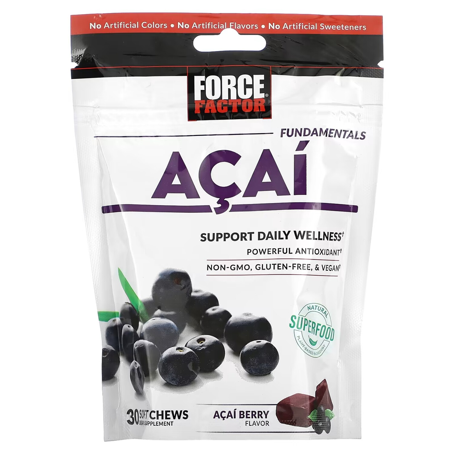 

Асаи Force Factor Fundamentals, 30 жевательных таблеток