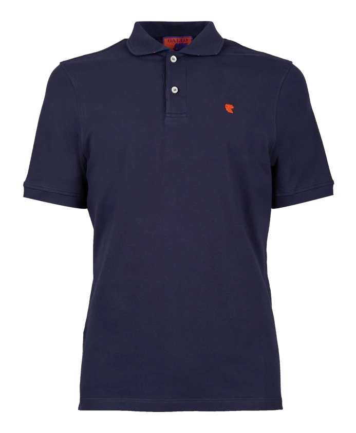 

Простая синяя мужская рубашка-поло, изготовленная из хлопка в Италии. Gallo, синий