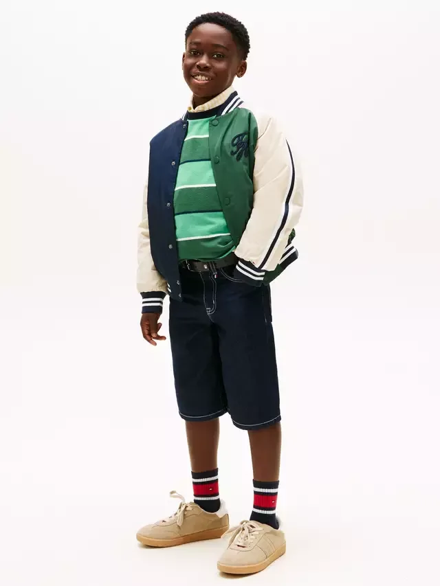 Детские свободные джинсовые шорты из рваной ткани, темно-синие Tommy Hilfiger — фото 2