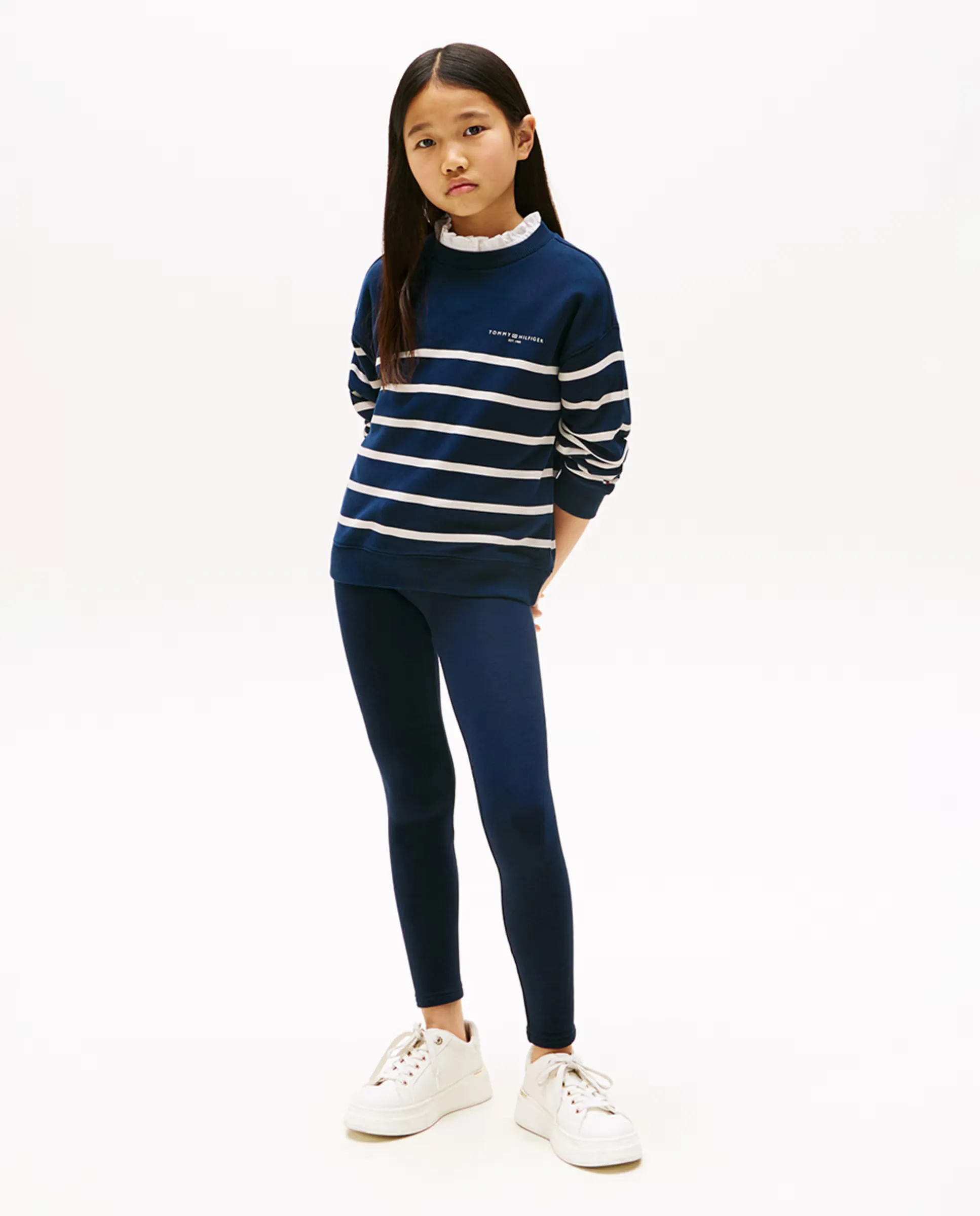 

Леггинсы для девочки с резинкой и логотипом на поясе Tommy Hilfiger, синий
