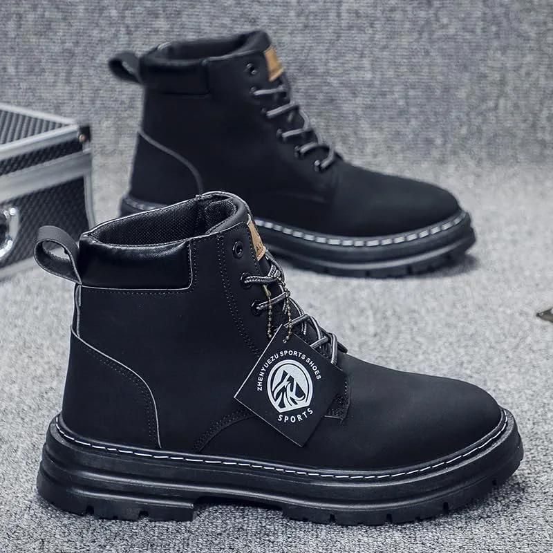 Мужские уличные ботинки, модные и универсальные, спортивно-повседневные походные ботинки, повседневные ботинки для мужчин, туристическая обувь, высокие кроссовки для мужчин Clolinde, черный — фото 2