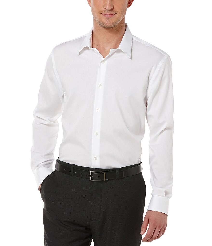 

Однотонная твиловая рубашка с длинными рукавами Perry Ellis, белый