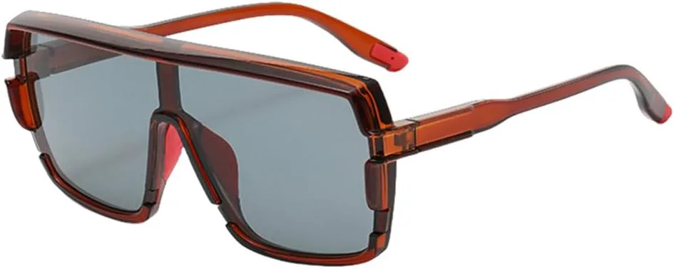 

Солнцезащитные очки в крупной оправе для мужчин, цельная линза, квадратная форма, солнцезащитные очки для женщин, зеленые, фиолетовые, UV400 MUTYNE, Brown With Grey